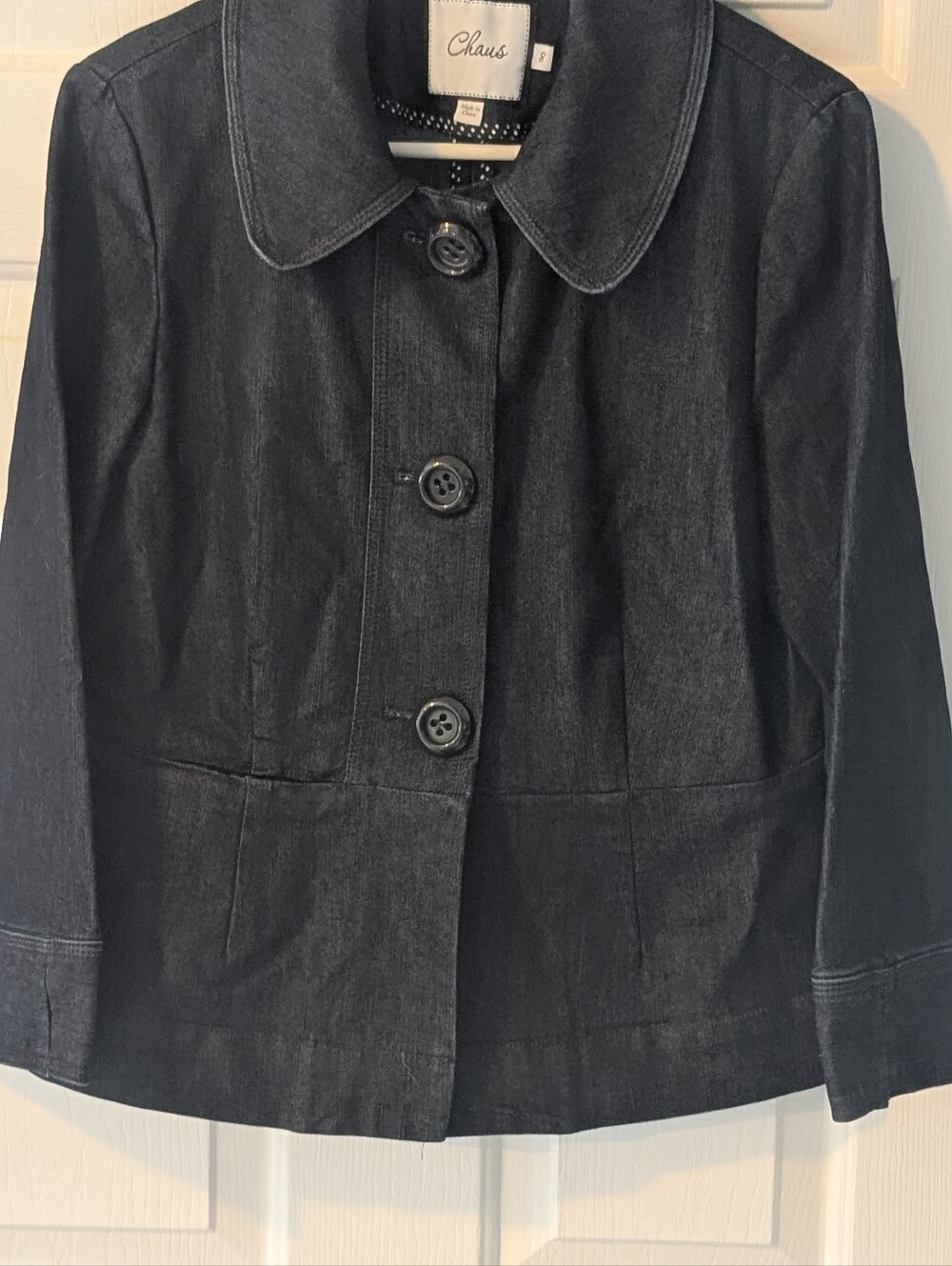 Chaus Dark Blue Button-Front Denim Jacket